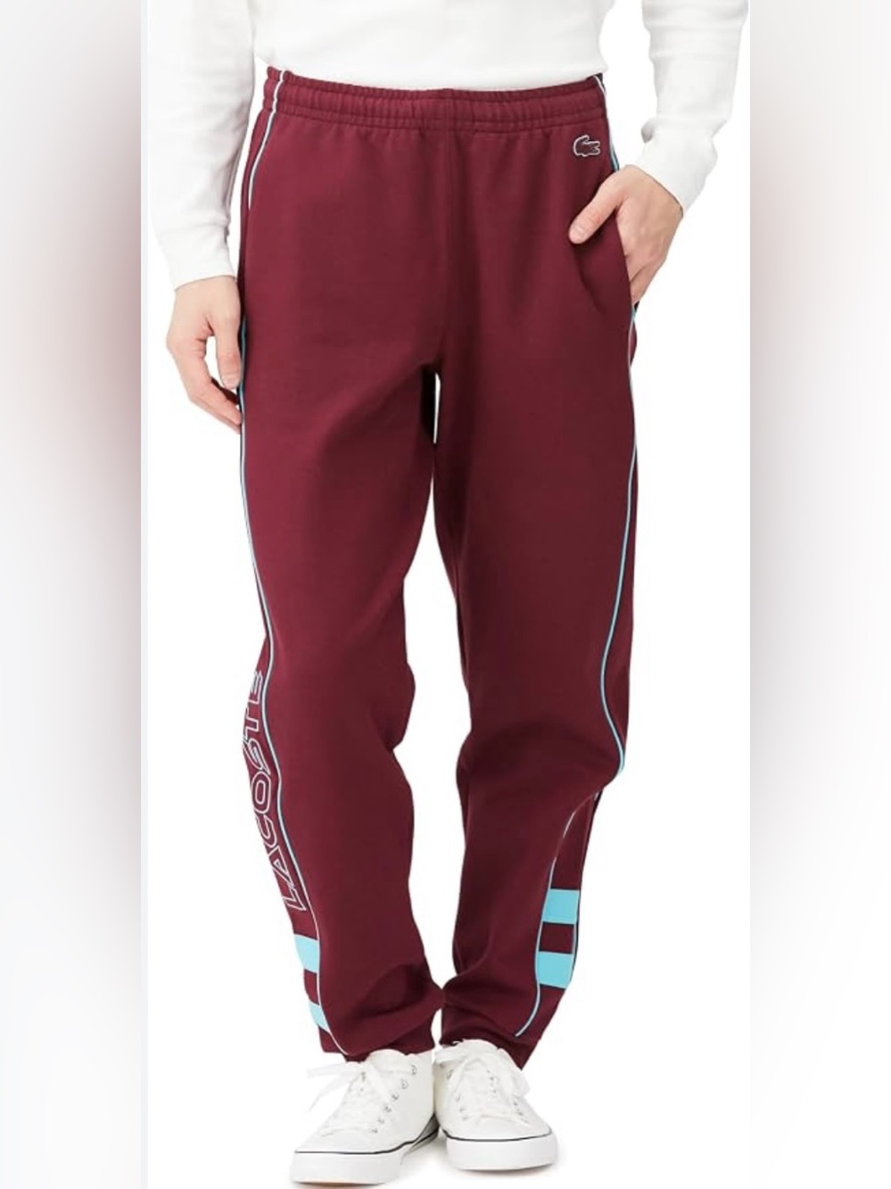 Lacoste XH1431-10 Men's sweatpants , Piping Track Pants, Burgundy size M